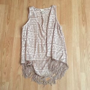 EUC Boho Tribal Fringe Vest